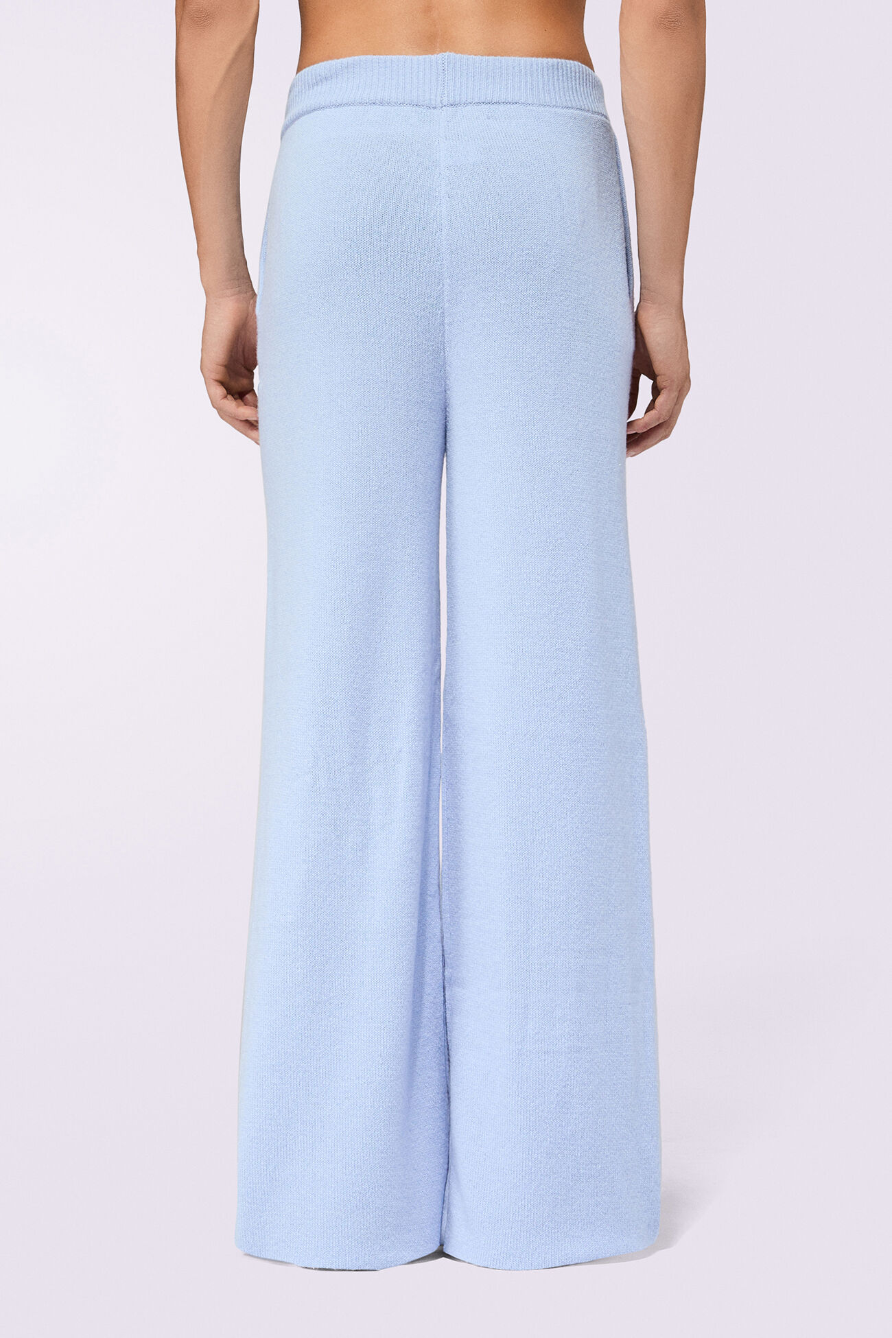 Angels Patch Knit Trousers Light Blue